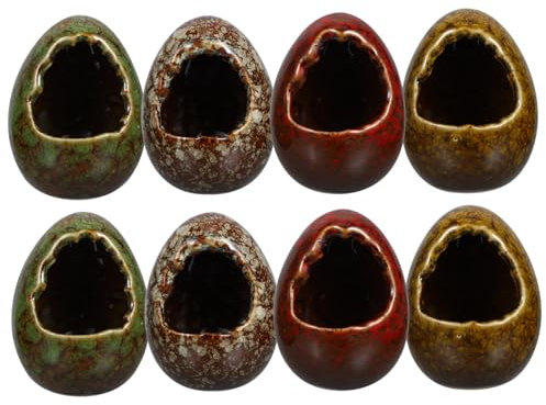 ULDIGI 8pcs Ceramic Vase Ornaments for Dry Ice Cup Display Japanese Style Container for Sashimi Decoration Hotel Plate Ornament in Egg-shaped Design for Desktop Use