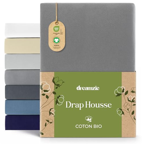 Dreamzie - Spannbettlaken 120/130x200 cm - 100% Jersey Biobaumwolle | Anthrazit · Leintuch mit Rundumgummi · Spannbetttuch bis 32 cm Steghöhe Oeko-Tex zertifiziert · Hypoallergen · Einzelbett
