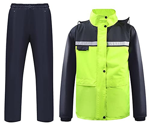 GXQFF Combinaison De Pluie Moto Homme De Femme, Ensemble De Pluie Moto Homme, Combinaison Imperméable pour Scooter Moto Vélo Hommes,Imperméable - Bandes Réfléchissantes-Vert||XXL