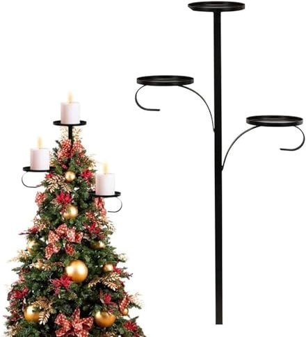 Black Triple Tree Topper - Christmas Tree Topper with Candle Holder (60 CM)