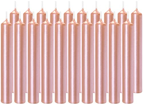 BRUBAKER 20er Pack Geburtstagskerzen Roségold 9,5 cm | Kleine Spitzkerzen für Geburtstag, Magie, Rituale oder Partydekoration - Dekokerzen mit 1,25 cm Durchmesser - Stabkerzen