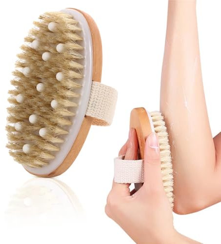 Spazzola Scrub, Spazzola Corpo a Secco Setole per Cinghiale Esfoliante