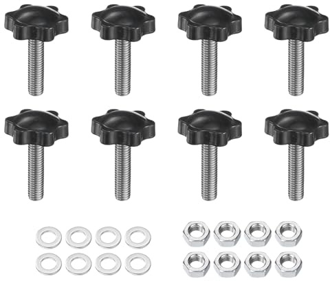 QUARKZMAN 8 Stück Sterngriffschraube M8 x 30mm mit Muttern Unterlegscheiben, Sterngriff Rändelschraube Edelstahl 304 32mm Sterngriffmutter Klemmhebel für Maschinen Gerät