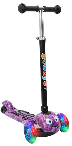 Habib Kinderroller, 3-Räder, Kinderscooter für Jungen & Mädchen 3-8 Jahre mit LED-Rädern, Höhenverstellung, rutschfest, Max. 50 KG