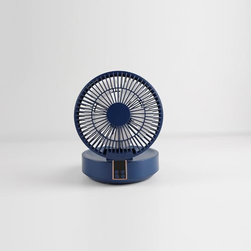 Ventilatore da Tavolo Potente Silenzioso, Ventilatore da Campeggio con Luce LED, Ventilatore da Scrivania Portatile USB Ricaricabile con Testa Scuotente, Pieghevole, Telecomando, Timer, 3 Velocità