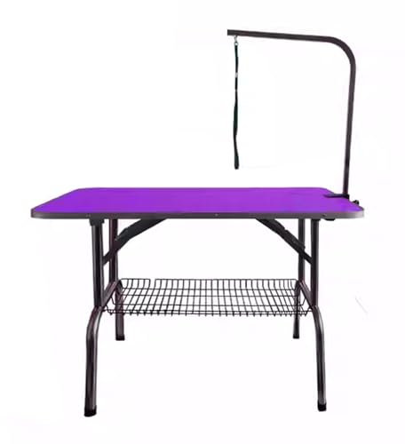 Mesa de Peluquería para Mascotas, Mesa de Aseo Plegable con Estante de Almacenamiento, Mesa de Aseo para Perros con Encimera Antideslizante, Mesa de Aseo para Gatos(Blue)
