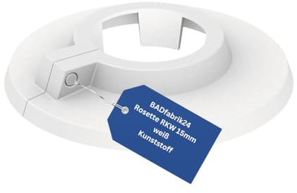 BADfabrik24 Rosette RKW 15 mm Weiß – Kunststoff-Klemmrosette für Rohrverkleidung, zweiteilig & klickbar, Stift-Loch-Befestigung, Set 20 Stück