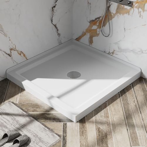 Shower pan,Goodyo 36 x 36 Shower Base with Double Threshold and Center Drain, White, Drain not Included