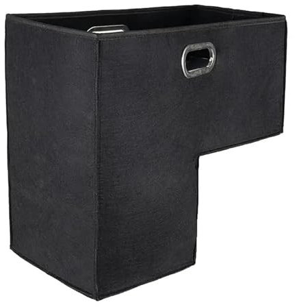 NJIEzhao Cesto per Scale Cestino Pieghevole in Feltro for Scale da 16 Pollici, a Forma di L, Grande capacità, salvaspazio.(Black)