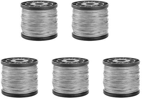 Booso 5X Cable de Alambre de 1/16 Pulgadas X 500 Pies, Cable de AvióN de Cuerda Trenzada de Alambre para Tendedero Al Aire Libre, Enrejado,