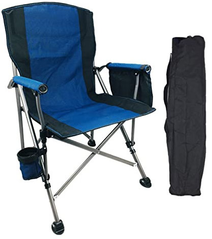 JFUNANQH Outdoor-Campingstuhl, tragbarer, klappbarer Angelstuhl, robuster Regiestuhl, Freizeit-Strandstuhl mit Armlehnen, Aufbewahrungstasche, Getränkehalter