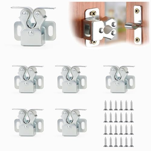 Chiavistelli per Porta,6 PCS Chiusure a Doppio Rullo per Armadietto Serrature per Porte di Armadietti Mobili e Ante Blocca Ante Chiavistelli per Porta