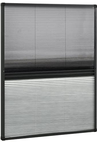 Moustiquaire Enroulable pour Fenêtre de Toit, Moustiquaire plissée pour fenêtre Aluminium 80x100 cm et auvent