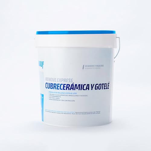 KNAUF - Masilla Multiusos Renove Express 20 kg Cubrecerámica y Gotelé - Crea Superficies Perfectas para Pintar o Empapelar - Rellena y Alisa - Alto Rendimiento, Fácil Lijado y Gran Adherencia