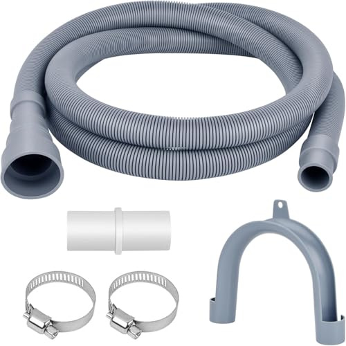 Extensión de manguera de lavavajillas de 1,5 m, kit adaptador de extensión de tubo de residuos de lavadora, manguera de drenaje universal con extremo en ángulo recto para lavadora, lavavajillas y