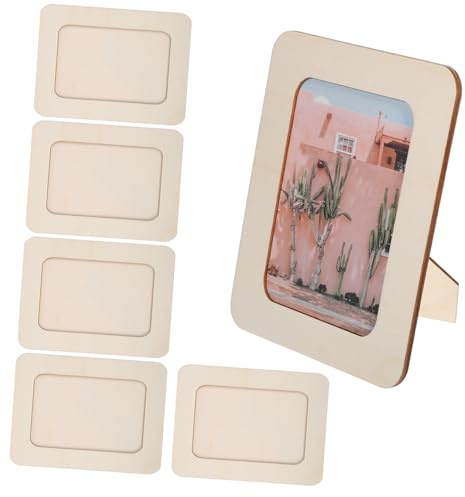 SOLUSTRE 6 Pcs Unfinished Wooden Picture Frames Sturdy Boxwood Wood for DIY Crafts Minimalist Wood Frames for Family Photos Wedding Birthday Decoration