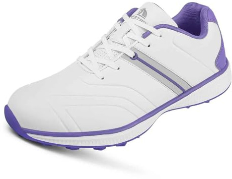 TUMAHE Zapatos de Golf para Mujer, Calzado de Golf para Mujer sin Clavos con Buena Estabilidad Zapatillas de Golf cómodas con Cordones,Púrpura,37 EU