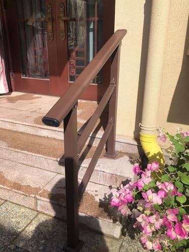 Robusta sicurezza esterna per anziani, 60 cm, ringhiera per scale in cemento e legno, perfetta per 1-8 gradini, aiuto per scale marrone