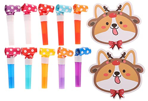 Kisangel 10sets Cartoon Dragon Whistle Party Noisemaker Toy for Boys and Girls Birthday Games Musical Blowers Noise Makers Party Favors Design