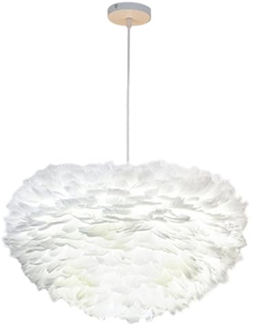 Jatwefiv Nordic Feather Pendelleuchte Moderne Mode Hängelampe mit Feder Lampenschirm LED Lichtquelle E27 KronleuchterLeichte Reinigung für Wohnzimmer Schlafzimmer Bar Restaurant Hotel,Weiß,30