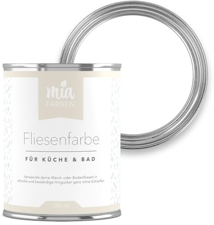 miafarben Fliesenfarbe ohne Schleifen matt 2,5L (Traumhaftes Weiss) | Fliesenlack für Wand und Boden in Bad und Küche, hochdeckend, wischfest, strapazierfähig, wasserbasiert