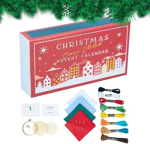 Calendario de Adviento de Bordado Navideño | Decoración Navideña De Adviento Interactiva Y De 24 Días | Kit De Manualidades Cuenta Atrás Navidad,Para Adultos, Amantes, Familia, Amigos,