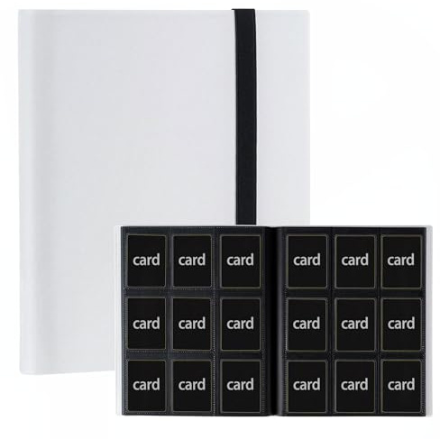 9 Bolsillos de Álbum de Colección de Tarjetas, 540 Bolsillos laterales Grandes álbum de Tarjetas de Colección, Álbum de Carta con 30 Paginas, Álbumes de Tarjetas de Colección Impermeable (Blanco)
