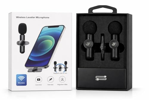 Generico TOORS Microfono Lavalier Wireless per Smartphone – 2 Microfoni Clip Senza Fili con Riduzione Rumore, Plug-and-Play, Portata 20m – Ideale per Vlog, Interviste, Streaming, Videoconferenze