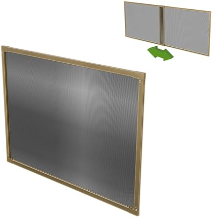 Amig - Mosquitera Extensible para Ventana - 100 x 70 cm - Marco de Aluminio Oro - Malla Fibra de Vidrio Gris - Ajustable - Instalación sin herramientas - Mod. ME01