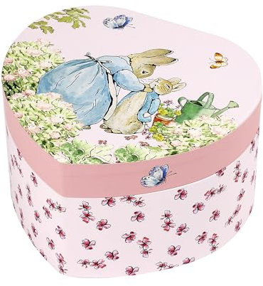 TROUSSELIER 6260387 Musikspieluhr Peter Hase, Herzform, rosa Spieldose für Kinder