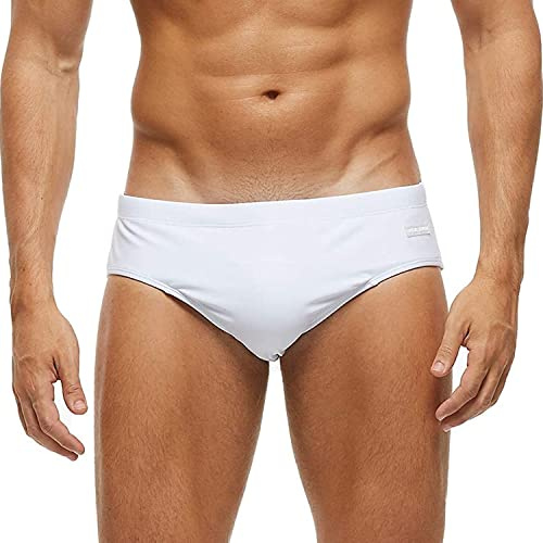 Arcweg Costume da Bagno Uomo con Pad Rimovibile e Coulisse Slip e Parigamba da Bagno Pantaloni Corti Elastico a Vita Bassa Nuoto Bianca XL