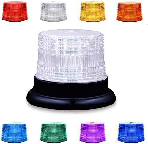 Dinfu Gyrophare LED avec télécommande 8 couleurs Flash 12/24 V Feu d'avertissement magnétique IP67 Étanche Pour voiture, porte-camion, tracteur, fête