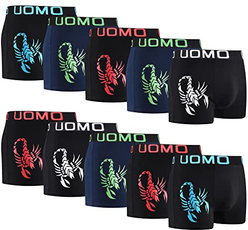 L&K 10-pack boxershorts för män, retroshorts med bra mönster, bomull, 1102, 1104-10-pack, M