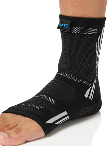 VITTO Ankle Support for Ligament Damage - Non-Slip Ankle Brace for Sprained Ankle, Weak Ankles and Achilles Tendonitis Support. Suitable for Women and Men (L, Black + Grey)