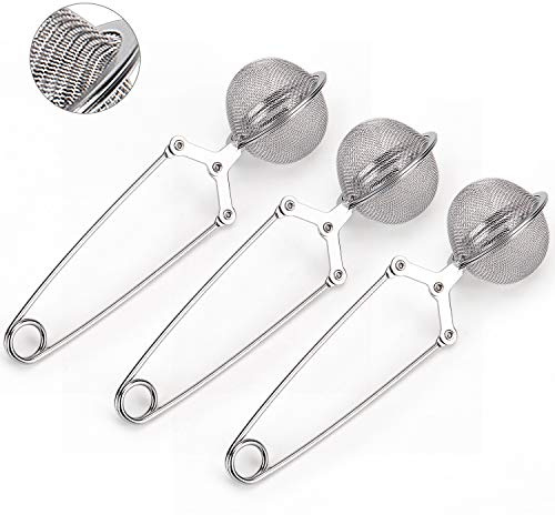 JEXCULL Snap Ball Tea Strainer, 3 Pack Premium Stainless Steel Tea Infuser with Handle for Loose Leaf Tea Fine Mesh Tea Balls Filter Infusers