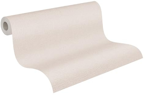 A.S. Création Vliestapete 10,05 m x 0,53 m - Leinenstruktur Beige - Uni Tapete mit Textiloptik Made in Germany - 378316