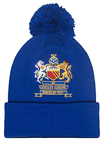 Fan Originals - Beanie-Bommelmütze in den Farben von Manchester United - Europapokal 1968 - Blau - Bommelmütze
