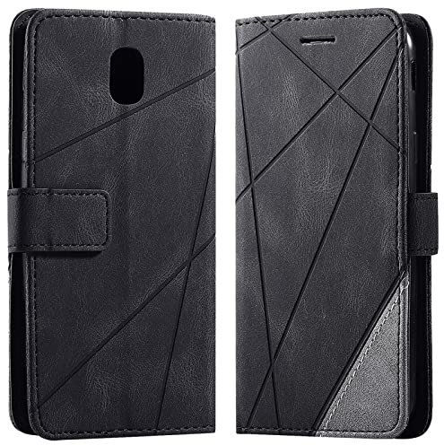 Vankii Kompatibel mit Samsung Galaxy J530 / J5 2017 Hülle, Flip Wallet Handyhülle PU Leder Brieftasche Tasche Case Stoßfeste Schutzhülle [Kartenschlitzen] [Magnetverschluss] [Standfunktion] (Schwarz)