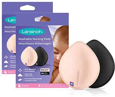Lansinoh I Lot de 16 coussinets d'allaitement lavables Rose et Noir