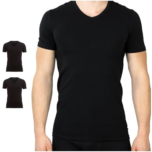 SES 2-pack mäns business kortärmad undertröja med, svart, XXL