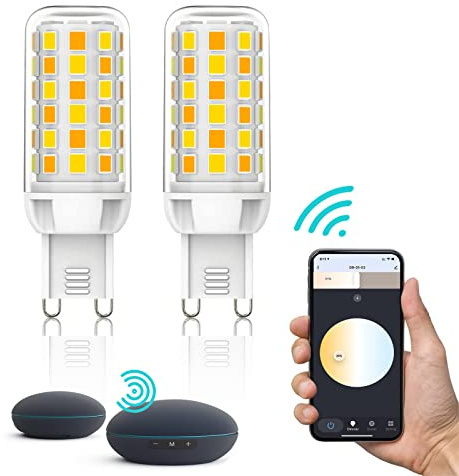 GYCS G9 Smart WLAN Glühbirne 4W Alexa LED Lampen Dimmbar 2700K to 6500K Birne Kompatibel mit Alexa und Google Home, Sprachsteuerung, Kein Hub Erforderlich, Smart Life” APP, WiFi Smart G9, 2er Pack