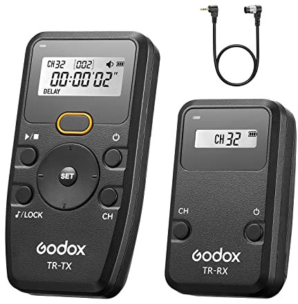 Godox TR-N1 Wireless Timer Remote Control for Nikon, Shutter Release Remote with Transmitter Receiver and Shutter Cable, Image Stabilization and Exposure Timer Function Compatible for Nikon Camera