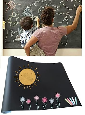 Papier Tableau Noir Papier Adhésif Ardoise 45 X 200cm Film Tableau Noir Rouleau Pour La Maison L'école Le Bureau (2pcs)