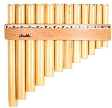 Plaschke Panflöte, Holz-Riemen Design, handgemacht aus Südtirol 12 Töne C-Dur