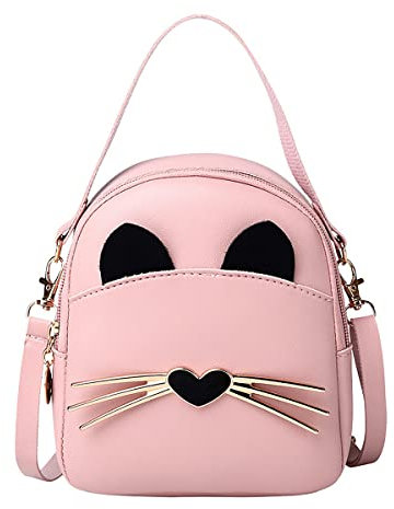A-QMZL Umhängetasche für Mädchen Mini Crossbody Bag Schultertasche Handtaschen PU Leder Kleine Mädchenhandtasche Mini Rucksäcke für Kinder Mädchen Teenager (rosa)