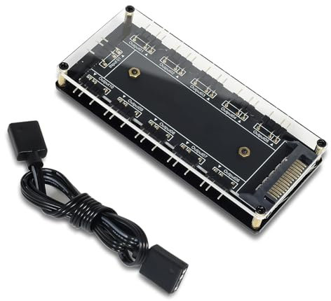 HATMINI Hub LED ARGB da 5 V a 3 pin, 10 vie, 5 V, 3 pin, con guscio in acrilico e adesivo 3M, utilizzato per espandere l'interfaccia ARGB della scheda madre