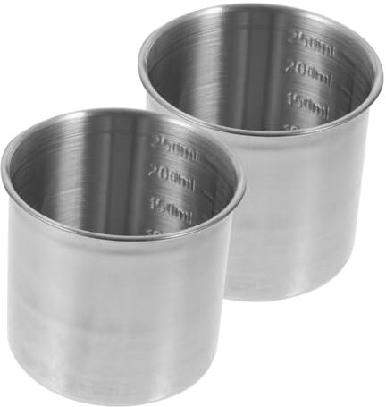 FUNOMOCYA 2pcs Stainless Steel Measuring Cups for Baking Rice Household Scaled Measuring Cups for Kitchen Use
