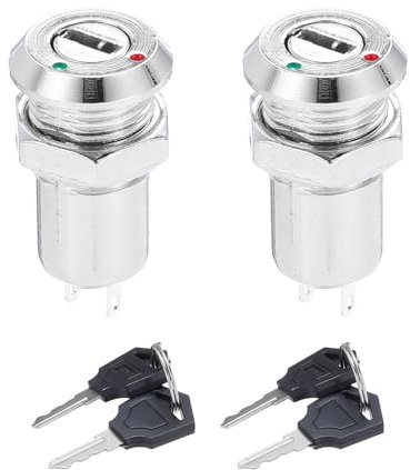 sourcing map 2Pcs 11.5mm 2 Positions NO NC Electric Key Lock Push Button Switch S1203