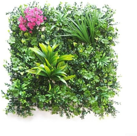 Paneles de pared de flores artificiales, paneles de plantas de seto artificial, paneles de pared de plantas de hierba, valla de pared verde, para decoración del hogar en interiores o exteriores (A)