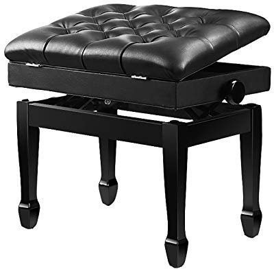 CAFIEDR Klavierhocker, einzelne Klavierbank, verstellbare Klavierbank, Hocker, Tastatursitz mit Stauraum, bequemes Sitzfach, Gewichtskapazität 264 lbs